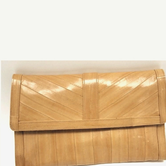 Vintage Genuine EelSkin Tan Clutch Purse - Picture 1 of 7